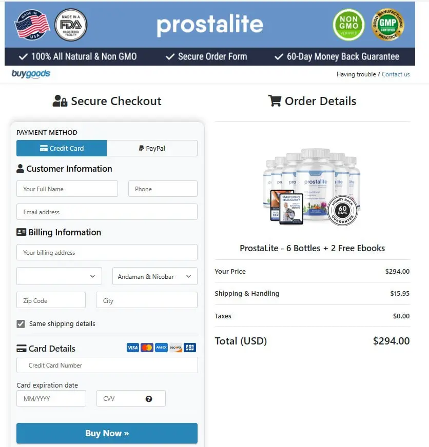 Secure Order Form